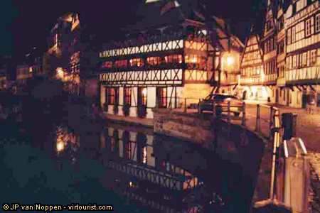 Alsace, Strasbourg, Petite France quarter by night